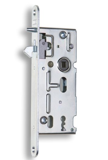 Zámek zadlabací K 106 obyčejný klíč- na posuvné dveře, bez převodu, 72/60, bílý zinek